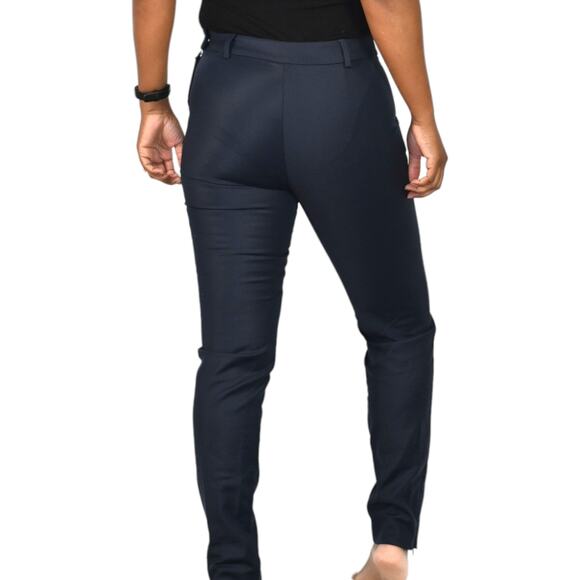 Max Mara Ankle Zip Pant Blue Navy Mid Rise All Seasons Trouser Dress Slim Size 2 - Picture 3 of 15